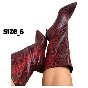 ASOS RED Python Print🐍 Print Pull on Kitten Heel Booties👠 Women’s Size 6
